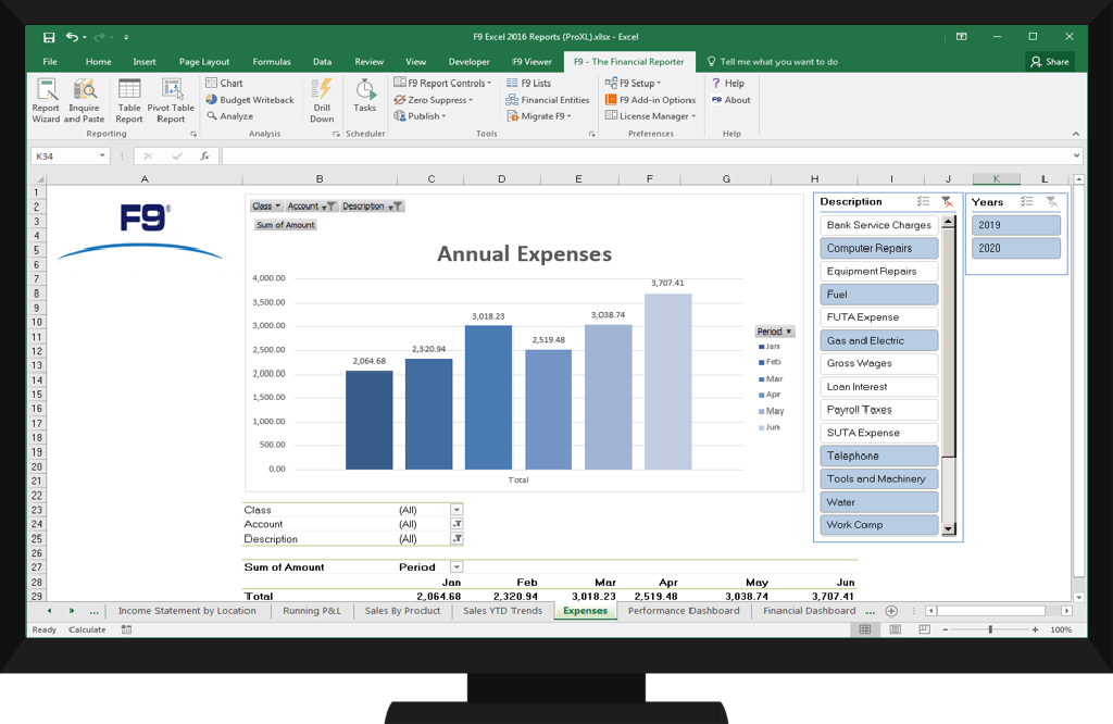 financial reporting excel